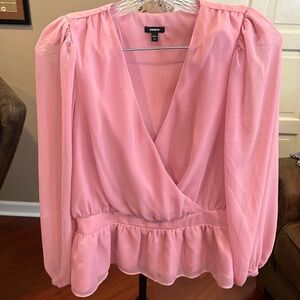 Express pink top sheer sleeves size 6